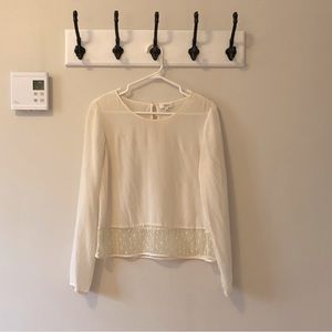 Wilfred 100% silk sheer long sleeve with lace detailing